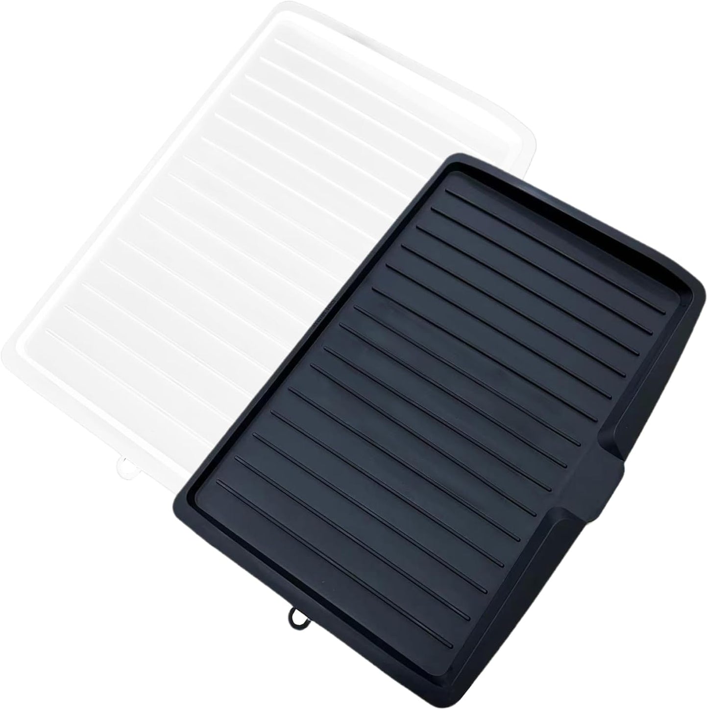 Dish Drain Board Tilt PP Dish Drainer 17.6x12.2x1.2in Quick Dry Dish Drain with Drain Port Multipurpose Dish Drying Rack Black