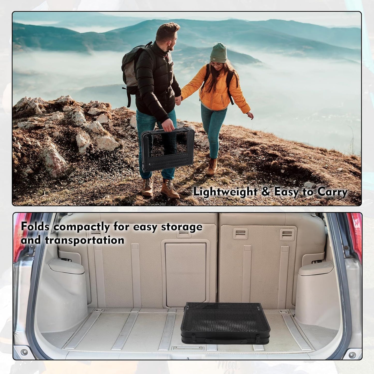 Camping Table with Mesh Desktop, Lightweight & Portable Small Folding Grill Table, Height Adjustable Metal Outdoor Table for Camp, Cooking, BBQ, RV, Picnic-2 FT Black