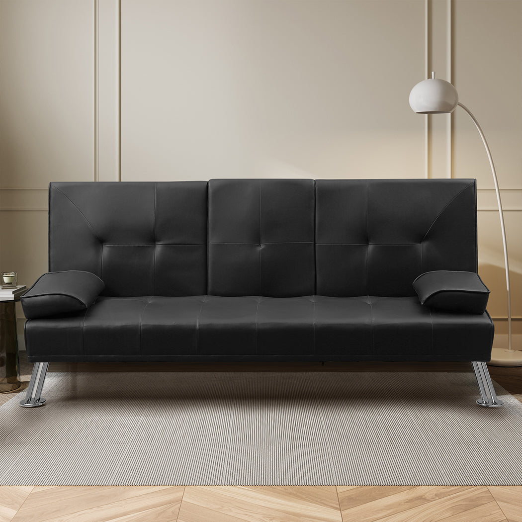 Levede Sofa Bed Adjustable Recliner Black-2006733286516330502