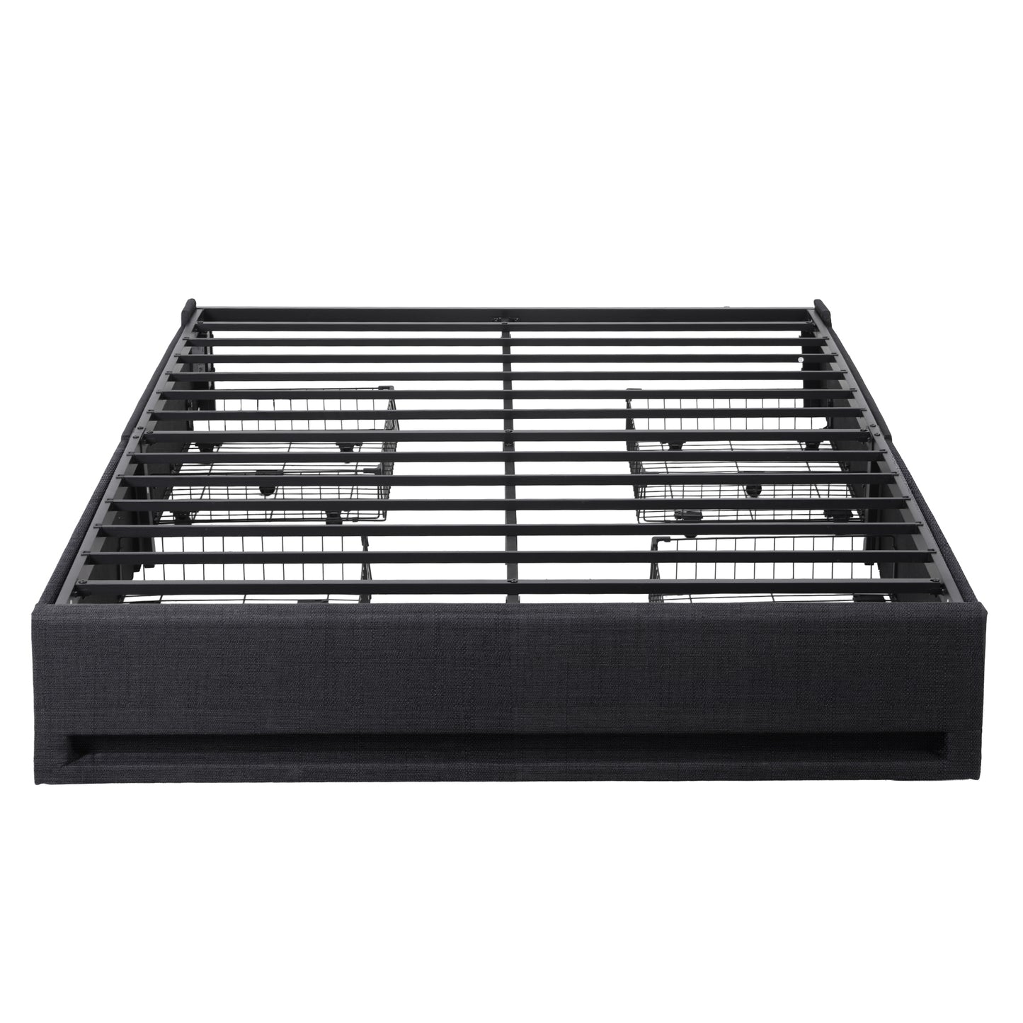 Artiss Double Bed Frame with Storage Drawers RGB Lights Charging Station Upholstered Fabric