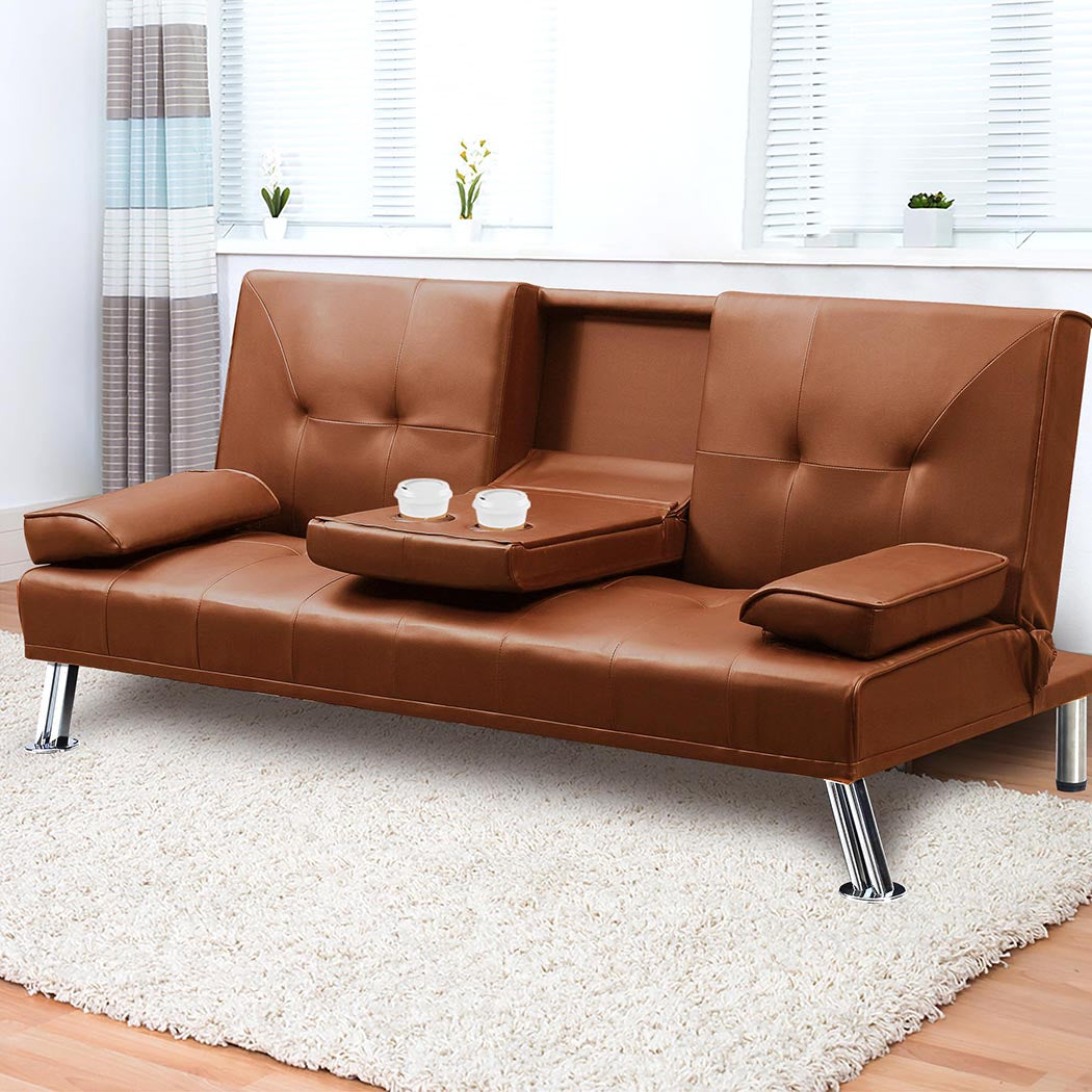 Levede Sofa Bed Adjustable Recliner Brown-2006733286713462791