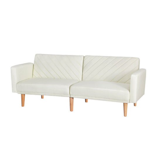 Sofa Bed Convertible Lounge 3 Seater Futon Couch Recliner Fabric Beige