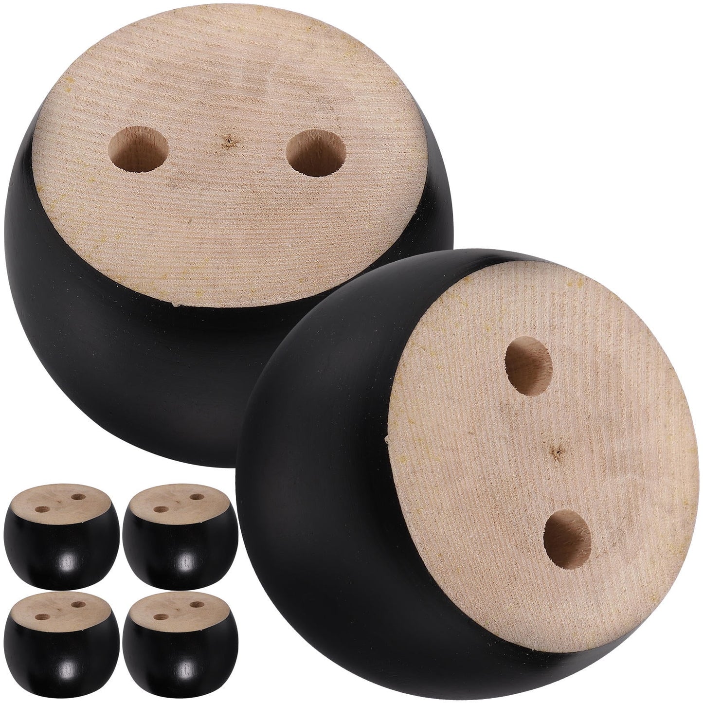 SWETRACE Furniture Feet Wood Round Bun Shape for Wooden Furniture Legs 6Pcs
