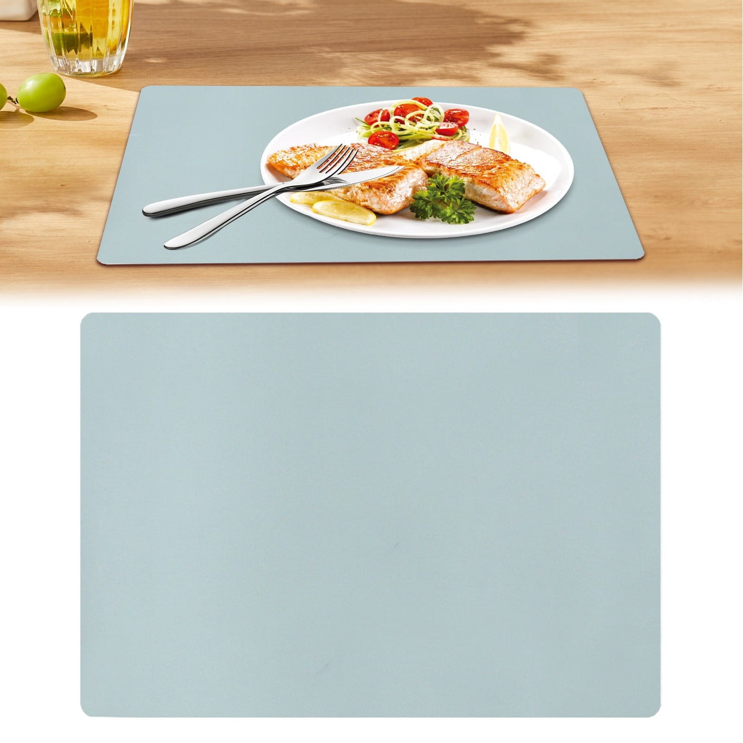 1 Pcs Placemats,Plastic Table Mats,16.93X11.81 Inch Rectangle Heat-Resistant Place Mat,Water-Proof Non-Slip Dining Table Mats,Wipeable Washable Placemats,Place Mats For Kitchen Table,Yellow Sky Blue