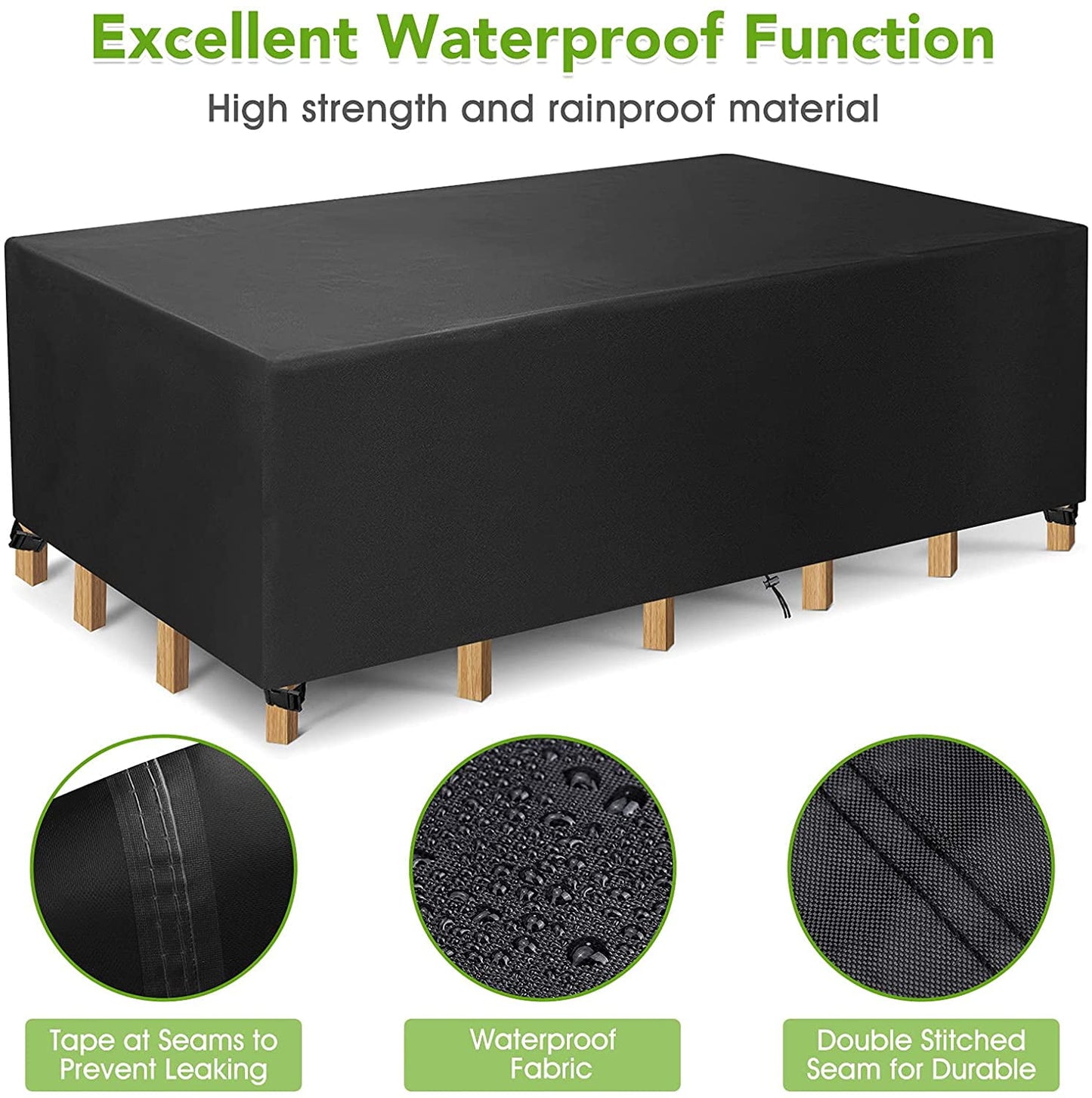 Rectangular Patio Table Cover Heavy Duty Waterproof Outdoor Furniture Set Cover 50" x 50" x 29"