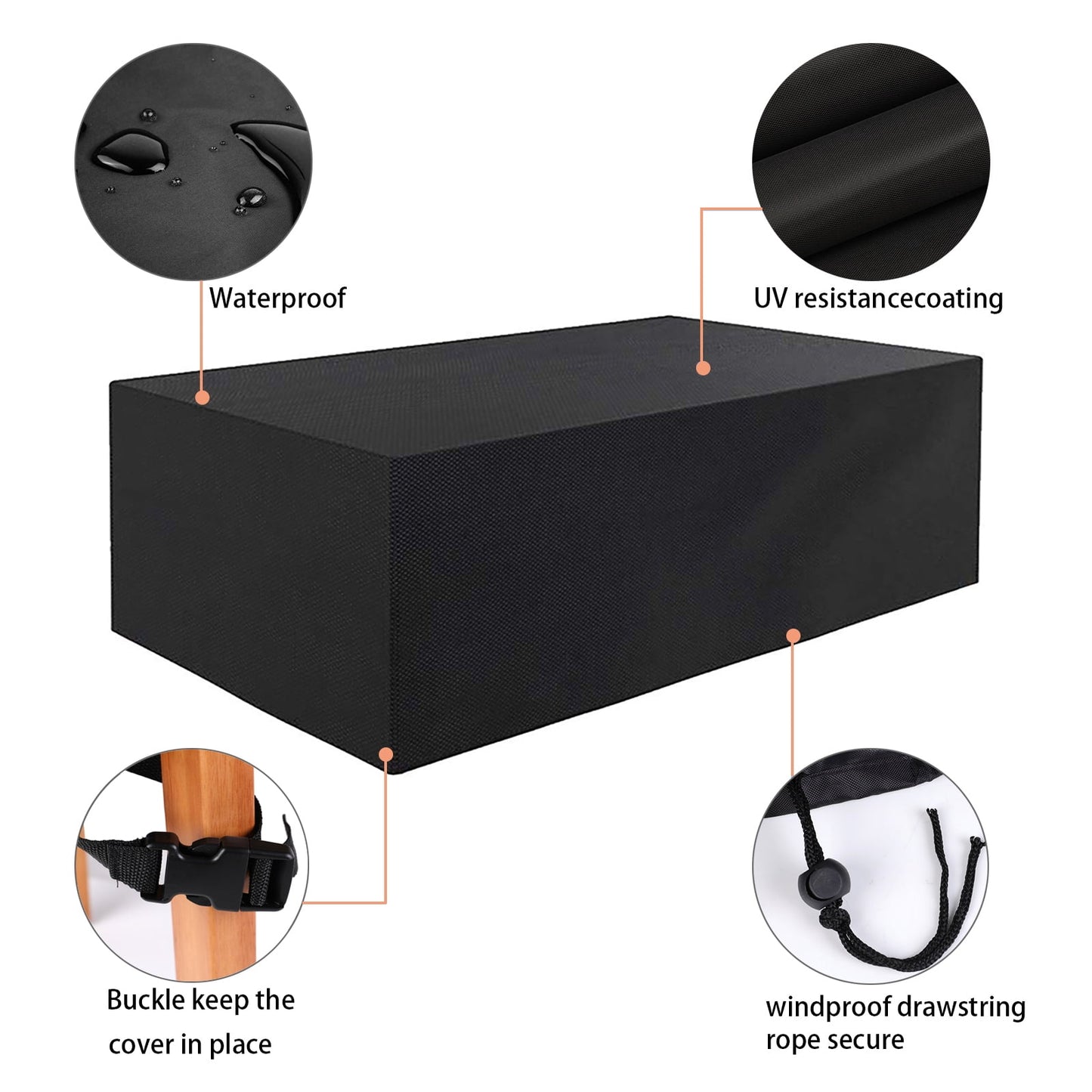 Rectangular Patio Table Cover Heavy Duty Waterproof Outdoor Furniture Set Cover 95" x 64" x 39"