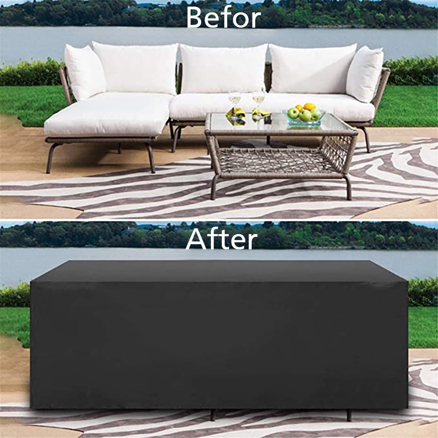 Rectangular Patio Table Cover Heavy Duty Waterproof Outdoor Furniture Set Cover 128" x 82" x 23"