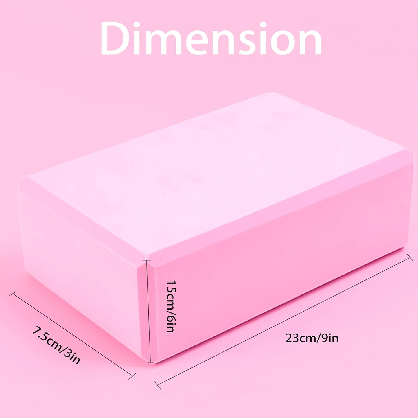 ™ Yoga Block (Set of 2) LxWxH :9"x3"x6" Supportive Latex Free EVA Foam High Density Soft Non-Slip Surface for Yoga Pilates Meditation Balance Exercise