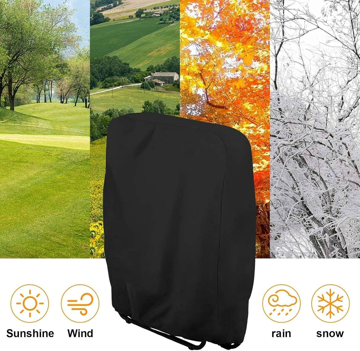 Garden chair covers - 2 pieces waterproof- windproof- UV resistant- hydrophobic Oxford material for terrace sun loungers- including storage bag (110 x 71 cm) - Black