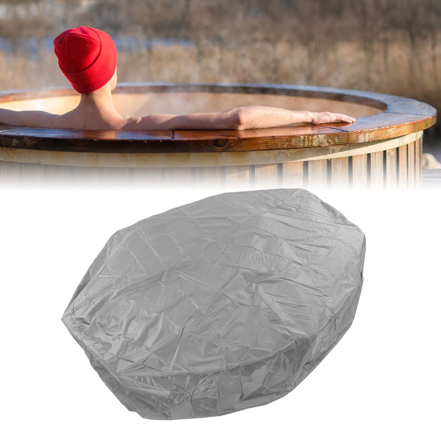 Outdoor Furniture Dust Covers Round Bathtub Cover 190 Silver Polyester Taffeta Hot Tub Waterproof Cover 210x30cm Grey