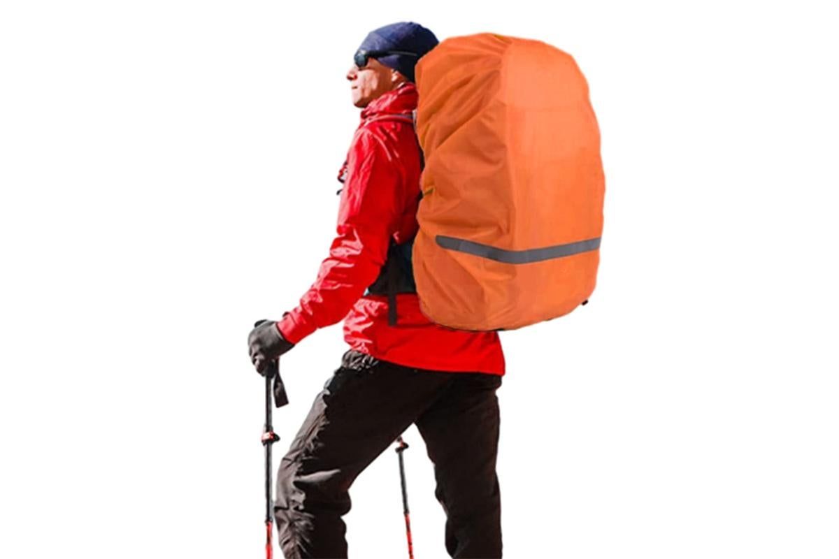 High-Visibility Backpack Rain Cover with Reflective Strip Water-Resistant Outdoor Night Travel Bag Cover -Orange / S