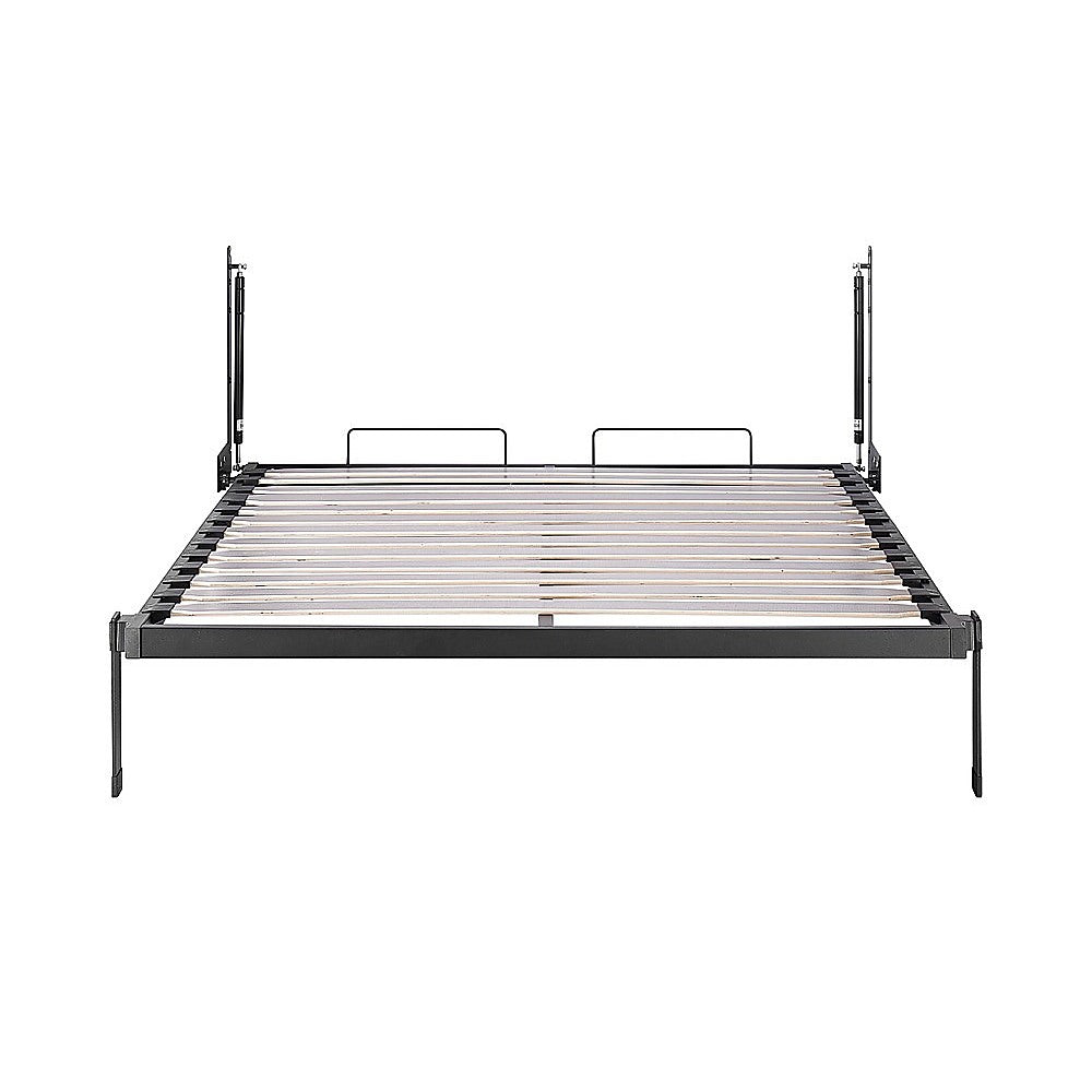 Double Wall Bed in White Gloss – Space Saving Murphy Bed Kit with Gold Door Handle