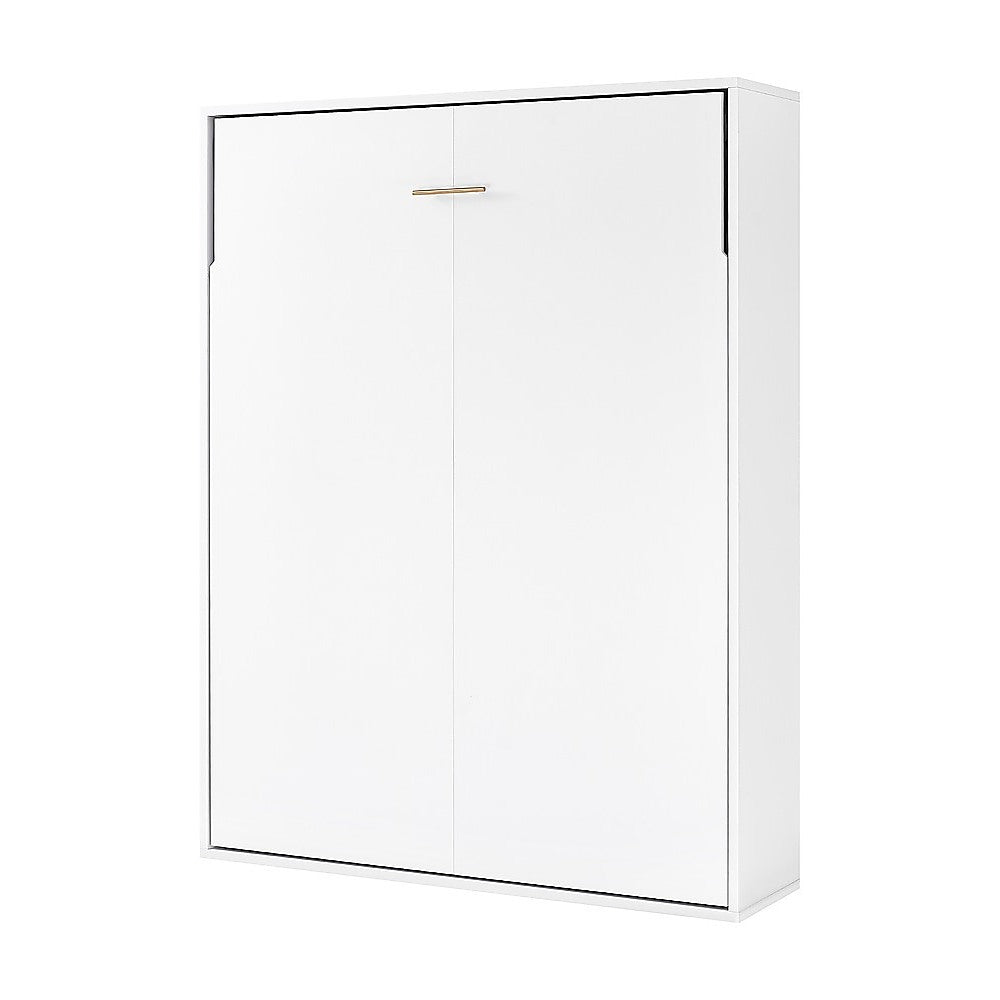 Double Wall Bed in White – Space Saving Murphy Bed Kit with Black Door Handle