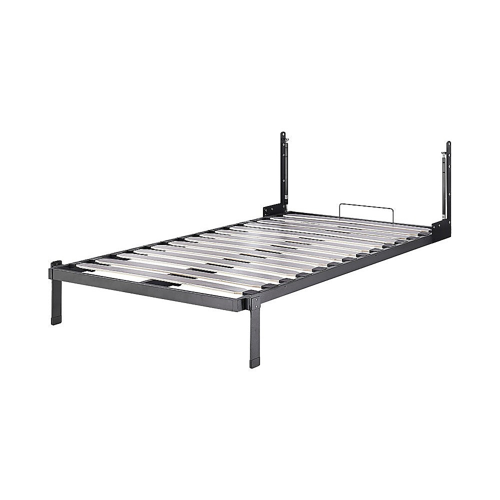 King-single Wall Bed in White – Space Saving Murphy Bed Kit with Black Door Handle