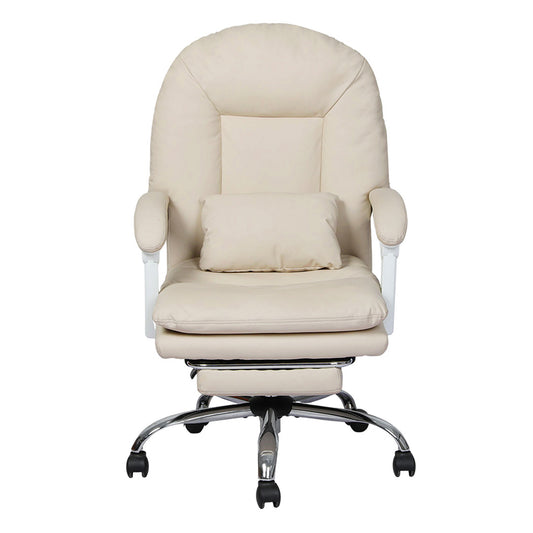 Levede Executive Office Chair Footrest PU Leather Tilt Gaming Work Seat Beige-2039479514286919681