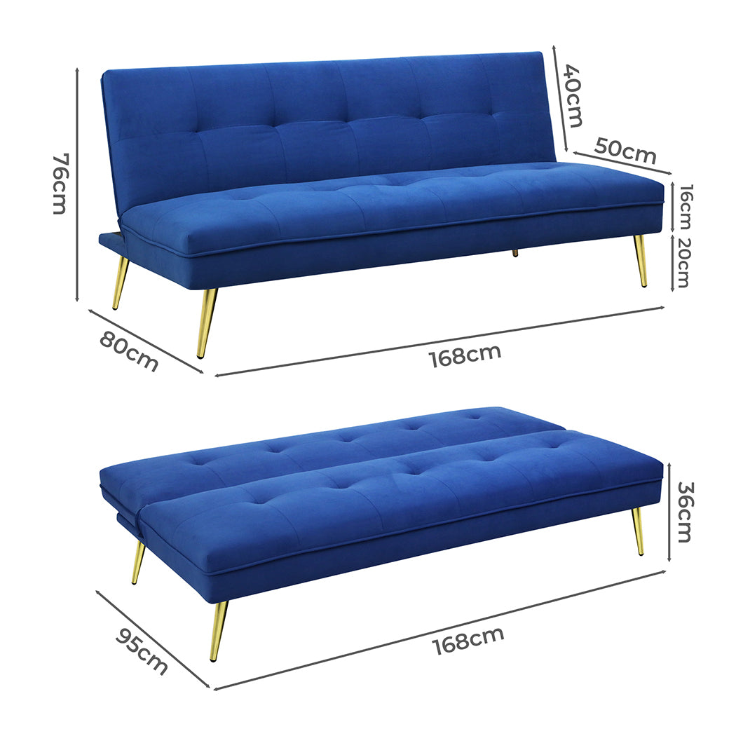 Levede Sofa Bed Convertible Velvet 3 Seater-2018816930969948162