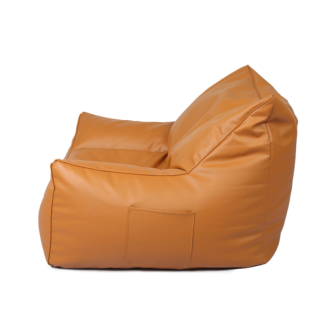 Marlow Bean Bag Chair Cover PU Indoor Brown-2006733218082066435